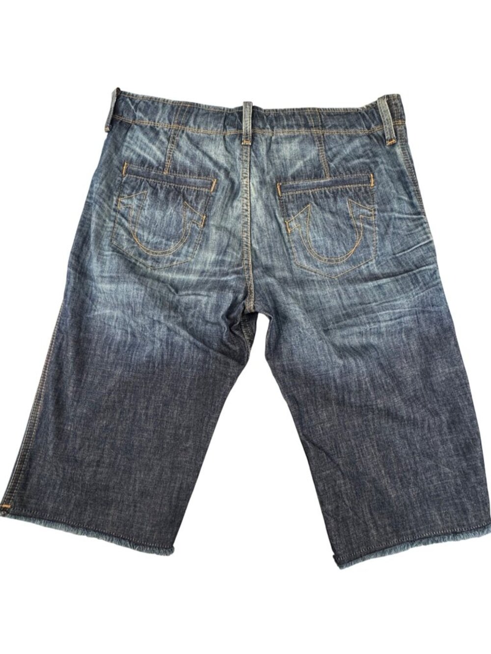 Denim Shorts True Religion 32 Austin Distressed Button Fly Bermuda Retro Y2K